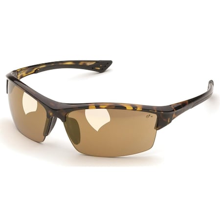 Delta Plus Safety Glasses, Anti-Scratch, Gold Lens, Tortoise Frame, Half-Frame SG-350M